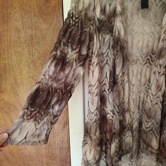 Chico's Travelers Collection sz 0- S/4 open front flame stitch jacket 3/4 sleeve - Picture 4 of 10